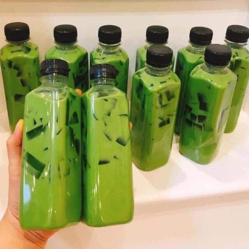 10 Chai nhựa nắp đen đựng trà sữa, trà thái, sữa chua 350ml