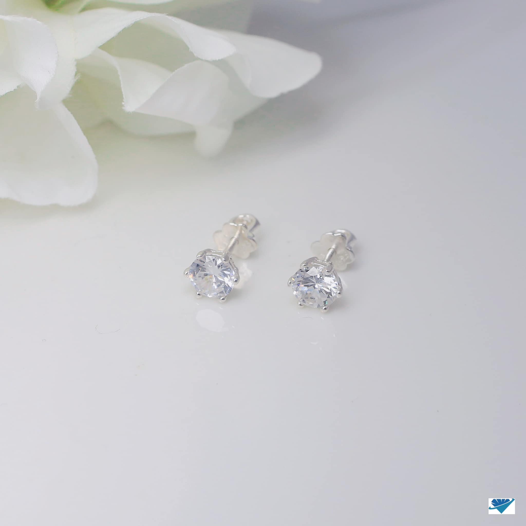 Bông tai bạc chốt ren xoáy chất liệu bạc s925 MS070x