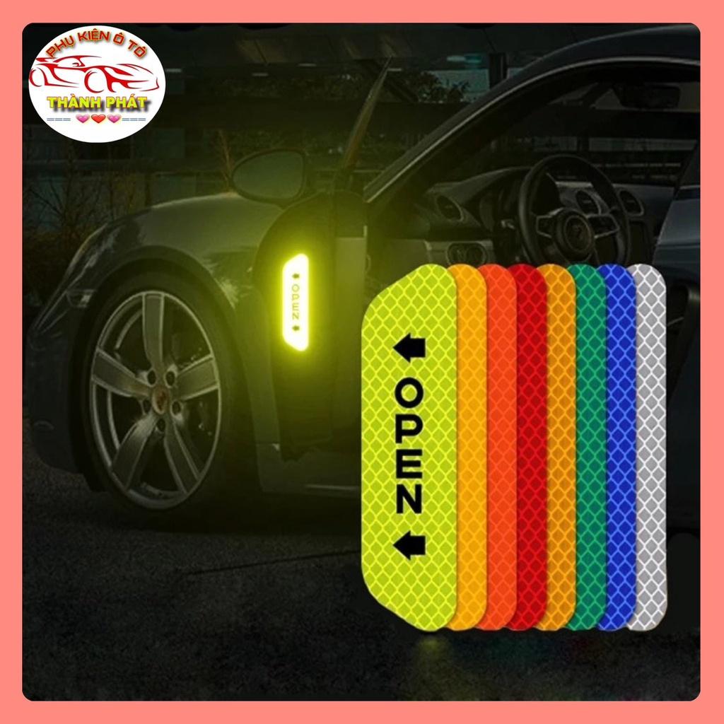 Bộ 4 tem chữ OPEN phản quang dán cửa ô tô xe hơi cảnh báo an toàn va chạm khi mở cửa xe