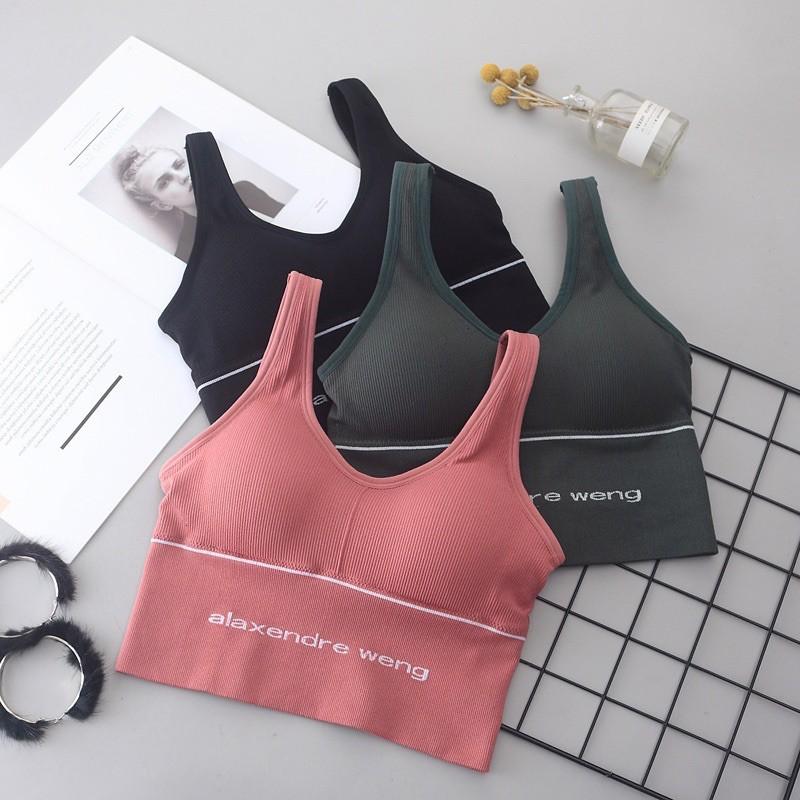 Áo Ngực, Áo Lót Bra Thể Thao Pink cao cấp Áo Kiểu Croptop Có Mút Nâng Ngực. Free size 40-55kg