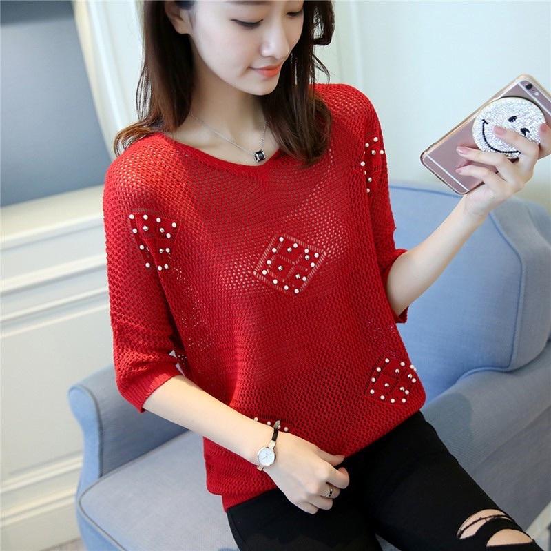(Xả Kho) Áo len lưới mỏng dáng cánh dơi diện xuân hè