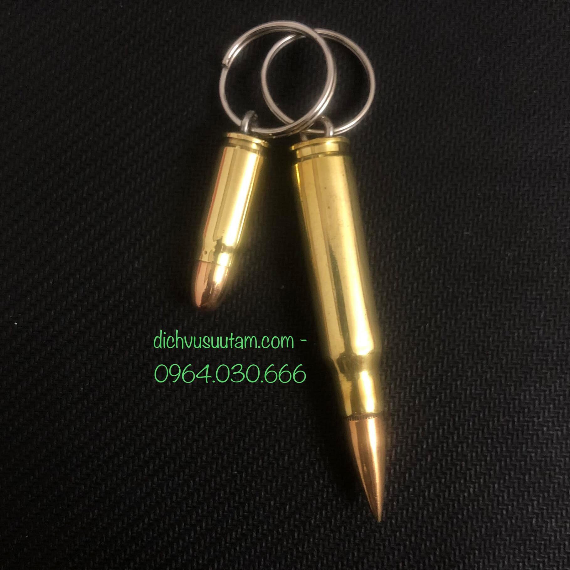 Bộ 2 chiếc móc chìa khóa vỏ đạn cỡ nhỏ đầu tròn và vỏ đạn cỡ lớn