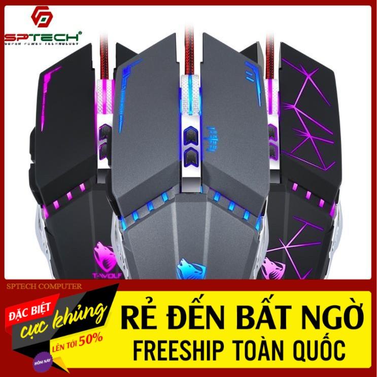 Chuột Gaming Dây  Mouse Có Dây Gaming T-Wolf V7 (BH 12 Tháng) SPTECH COMPUTER