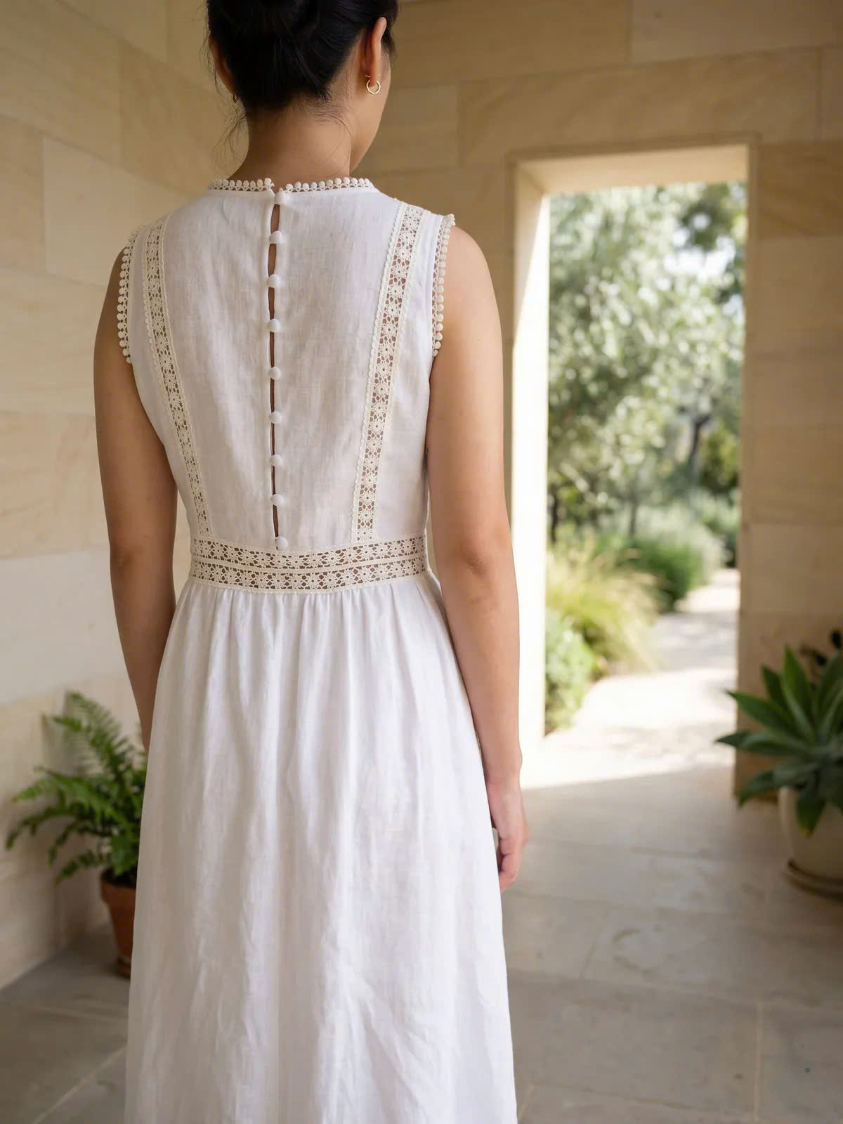 Đầm Maxi Phối Ren Linen Trắng Minh Duyên Dre237 Thời trang Hity