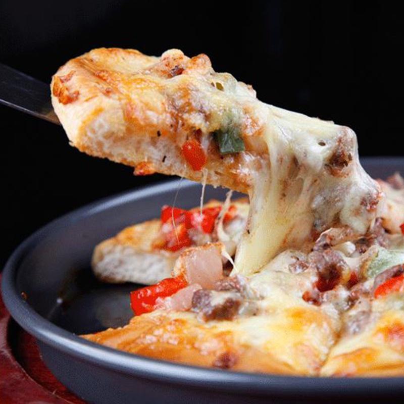 8/10 Inch Khuôn Nướng Bánh Pizza Hình Tròn Bằng Thép Cacbon Chống Dính