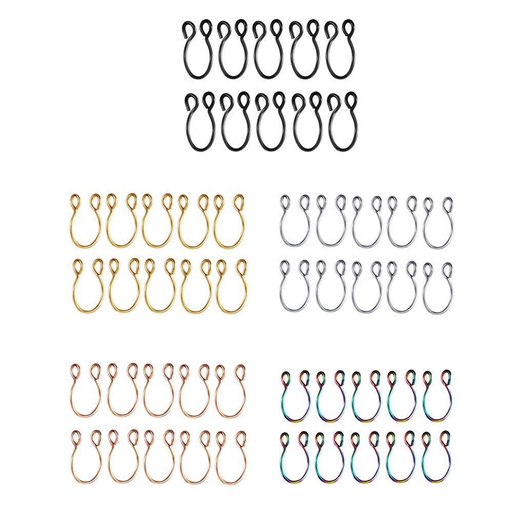 10 Pieces Fake Nose Rings Hoop Clip On Faux Non-Pierced Jewelry
