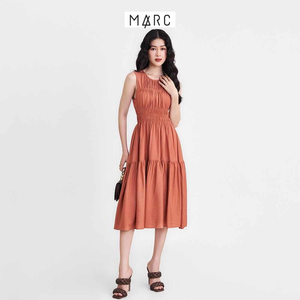 Đầm nữ MARC FASHION midi sát nách rút nhún ngực thun eo FAVH039722