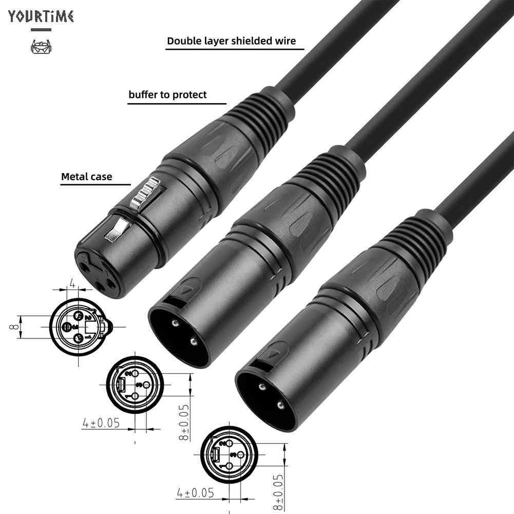 Dây Cáp Chữ Y Chuyển Đổi Âm Thanh 3 Pin XLR Sang XLR Kép Dài 50cm Màu Đen