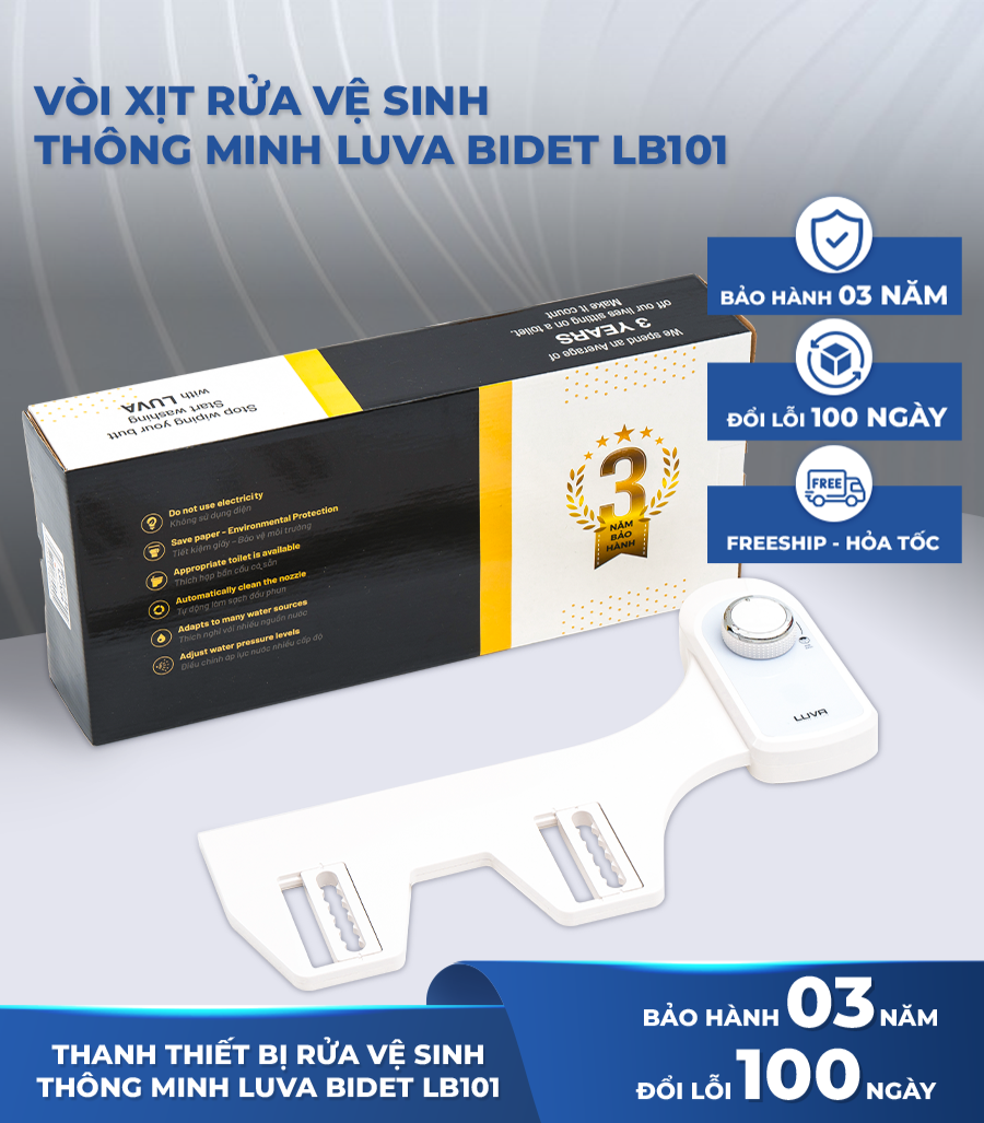 Thiết Bị Vòi Rửa Thông Minh Phiên Bản Tiết Kiệm LUVA Bidet LB101