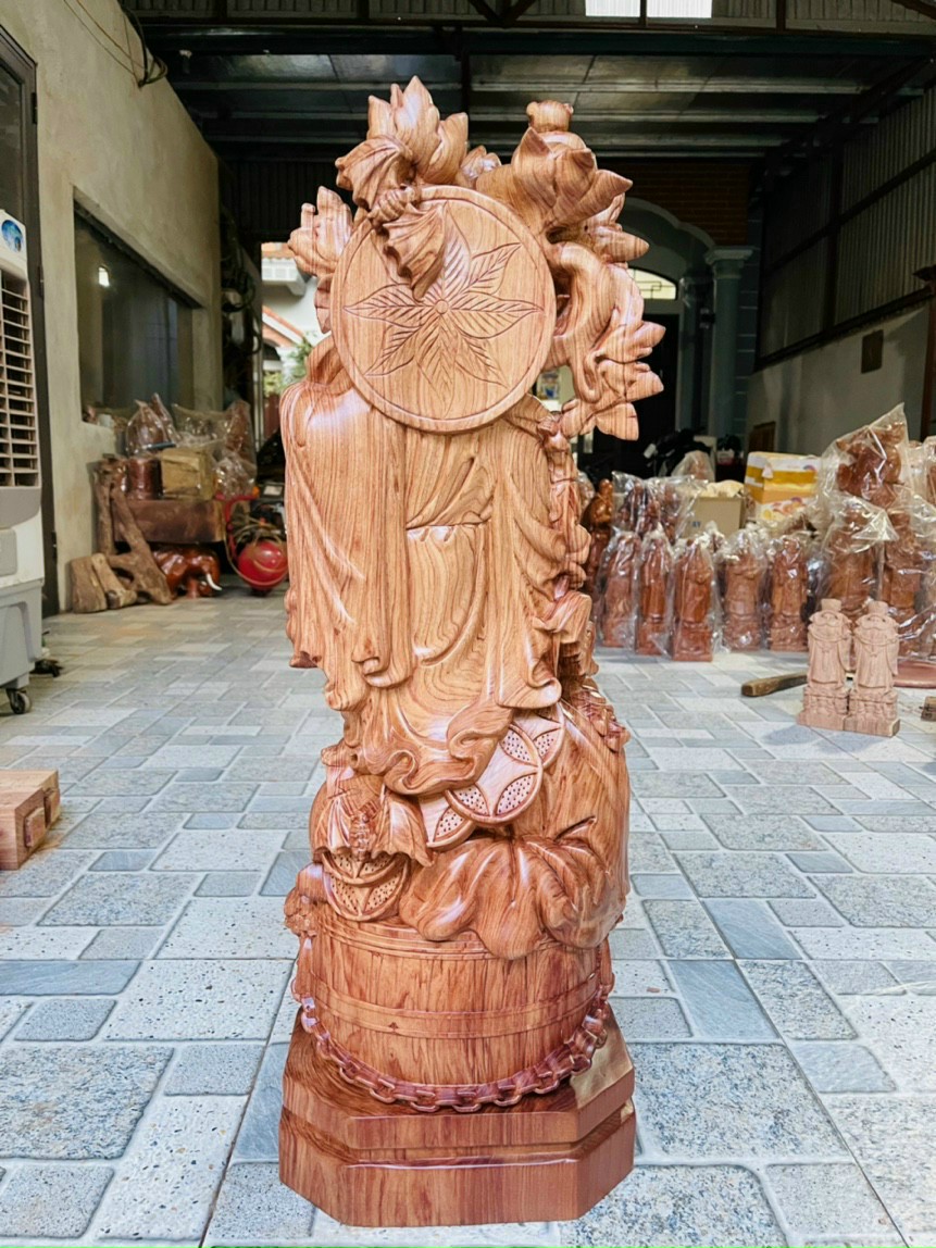 TƯỢNG PHẬT DI LẶC NGŨ PHÚC BẰNG GỖ HƯƠNG ĐÁ KT 60×20×16CM