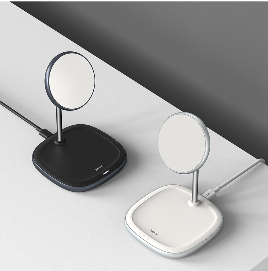 Bộ sạc nhanh Qi không dây từ tính 15W kiêm Giá đỡ điện thoại Baseus Swan Magnetic Desktop Bracket Wireless Charger tương thích MagSafe cho iPhone - Hàng chính hãng