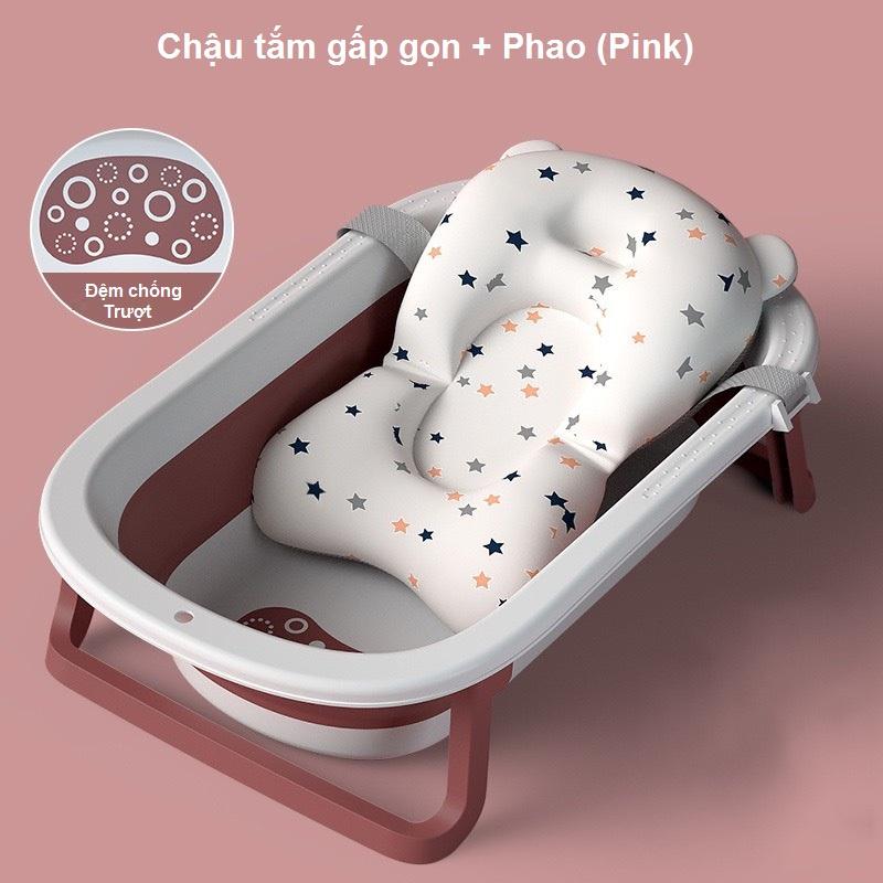 Chậu tắm gấp gọn cao cấp kèm phao cho bé 0-7 tuổi (Size To)