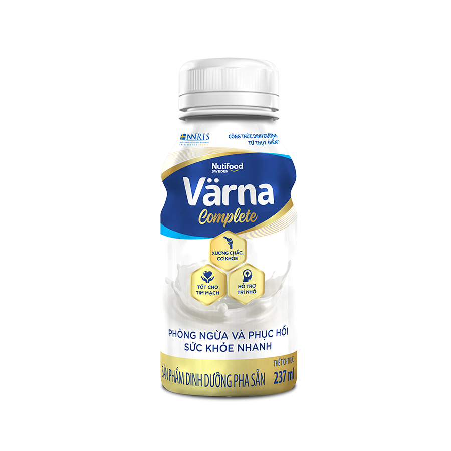 Thùng sữa bột pha sẵn Värna Complete - Phòng ngừa &amp; Phục hồi nhanh (24 chai x 237ml) - Varna