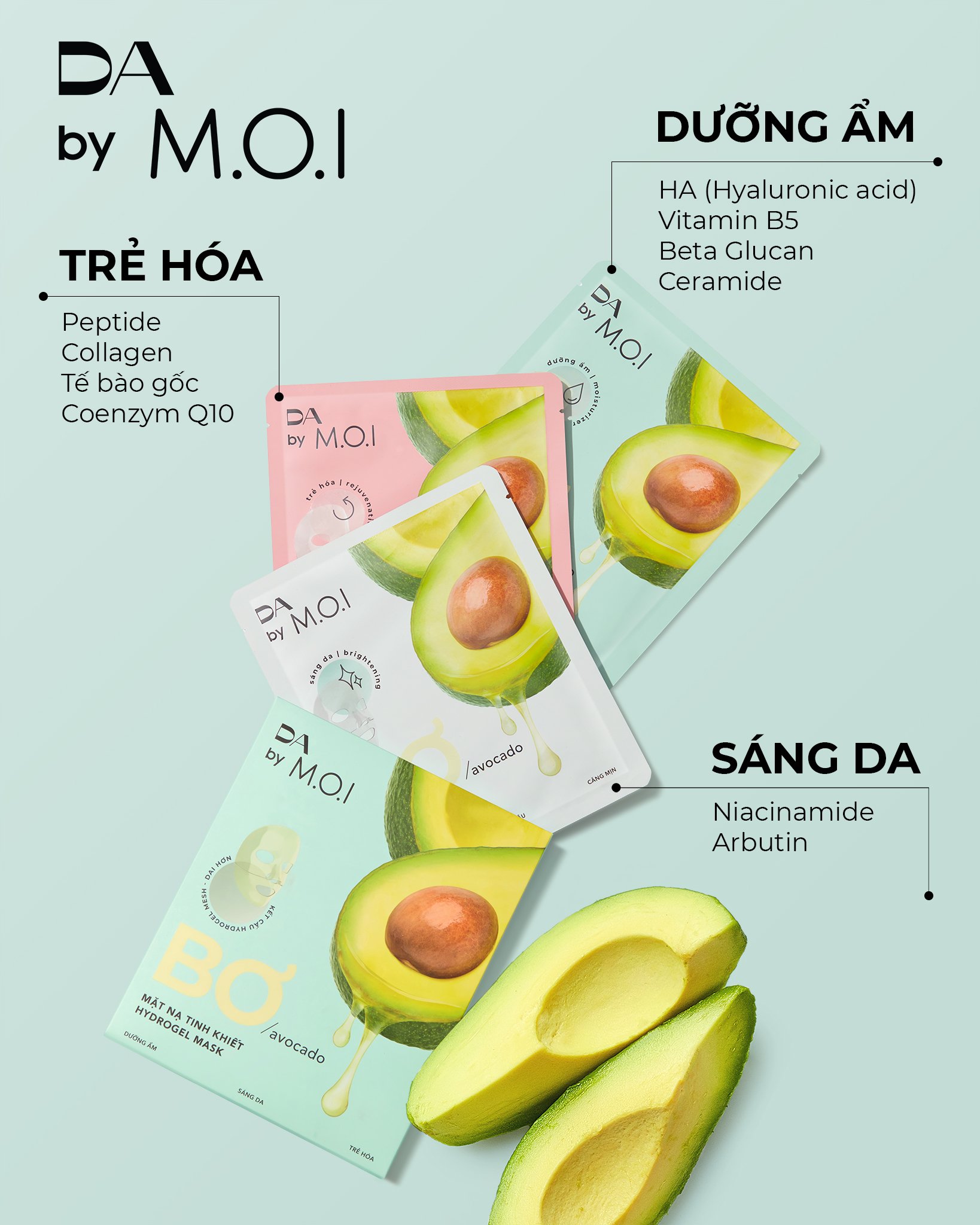 Mặt nạ Bơ tinh khiết DA by MOI Cosmetics dưỡng ẩm - sáng da - trẻ hoá 10g