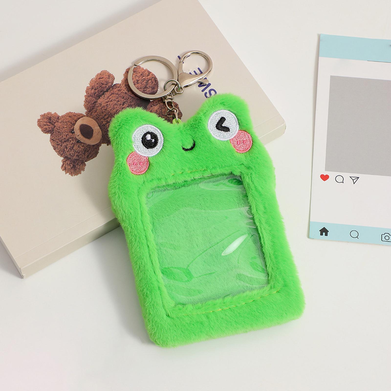 Cute Plush Photocard Holder Card Holder Keychain Protector Photo Sleeve Card Holder Case for Sports Cards Football Cards