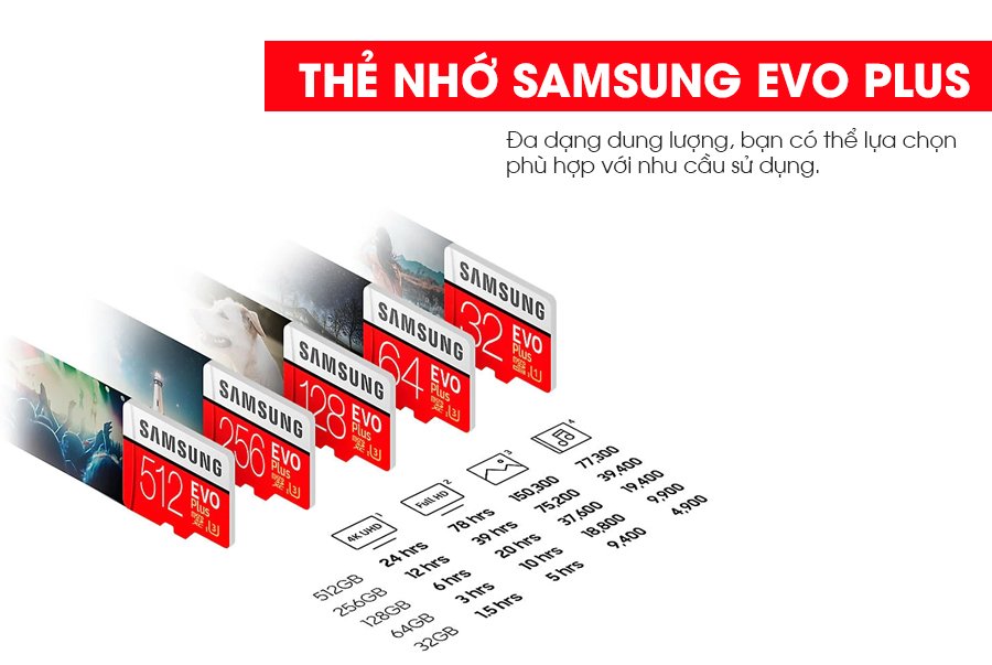 Thẻ nhớ Samsung Evo Plus MicroSDXC 32GB | 64GB | 128GB | 256GB | 512GB - Hàng chính hãng