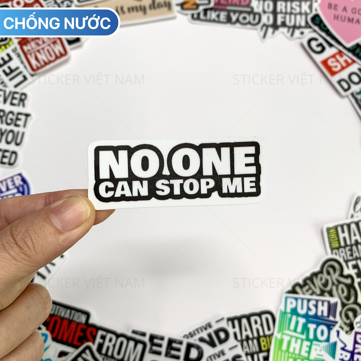 Sticker Tạo Động Lực Motivated Ngẫu Nhiên - Chất Liệu PVC Chất Lượng Cao Chống Nước - Kích Thước 4-8cm