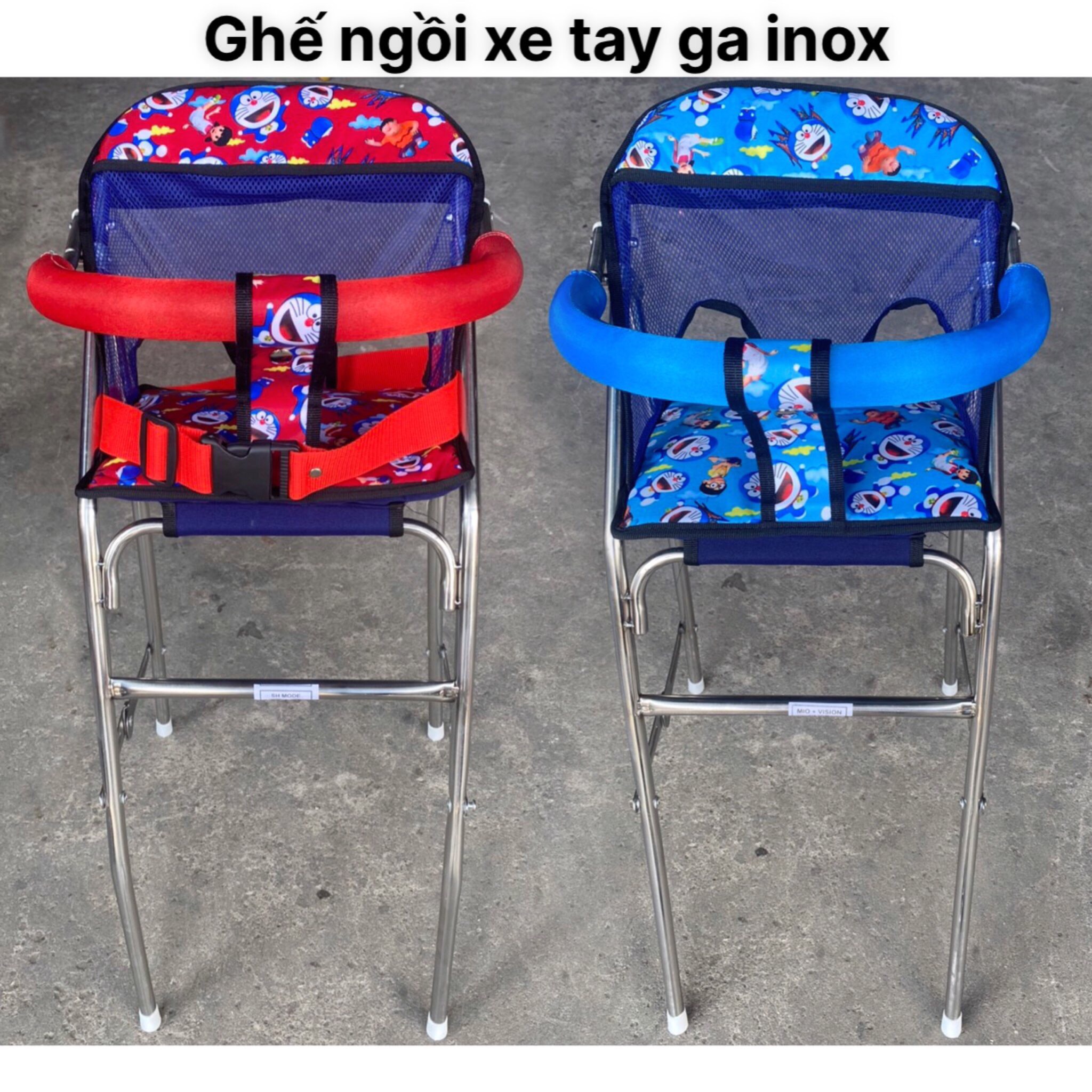 Ghế inox cao cấp đi xe SH Nam , SH lớn , SH Ý , GHẾ GA XẾP INOX CÓ DÂY ĐAI