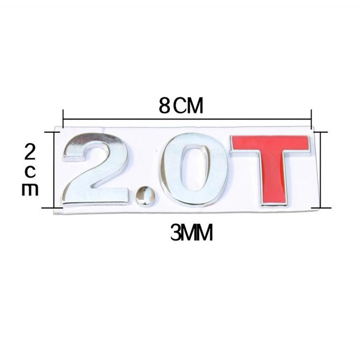 Decal tem Inox chữ 1.8T, 2.0T và 3.0Tdán đuôi xe ô tô
