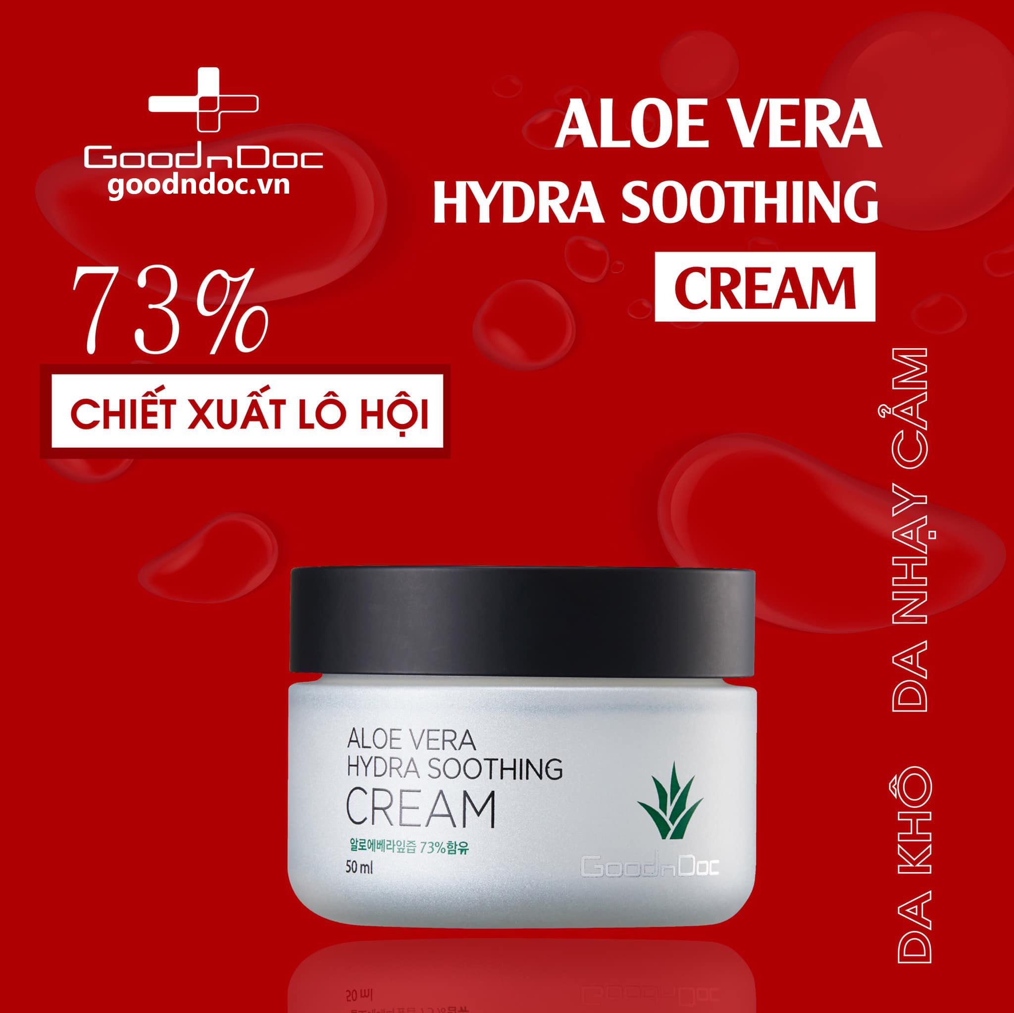 Kem dưỡng ẩm Lô Hội - GoodnDoc Aloe Vera Hydra Soothing Cream