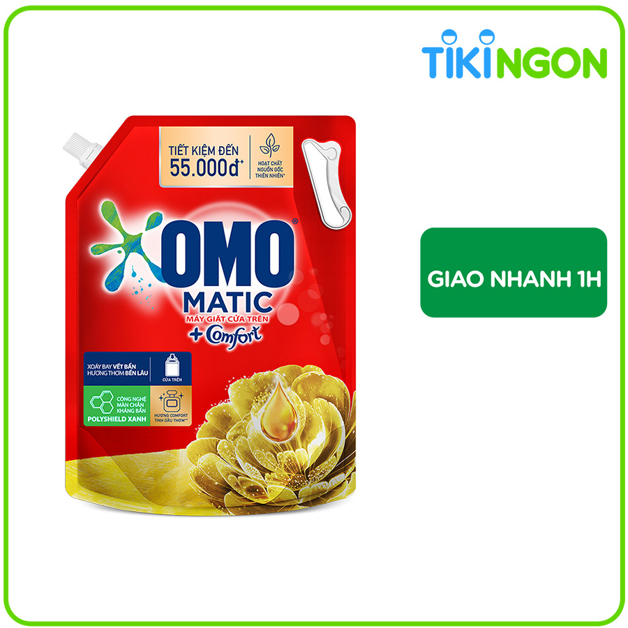 Nước giặt Túi 2.9kg OMO Matic Nước giặt OMO Hương Comfort Tinh dầu thơm Xoáy bay vết bẩn, hương thơm bền lâu