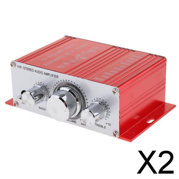 2xMini Hi-Fi Stereo Amplifier Amp Radio MP3 20W 12V for Car Home System-Red