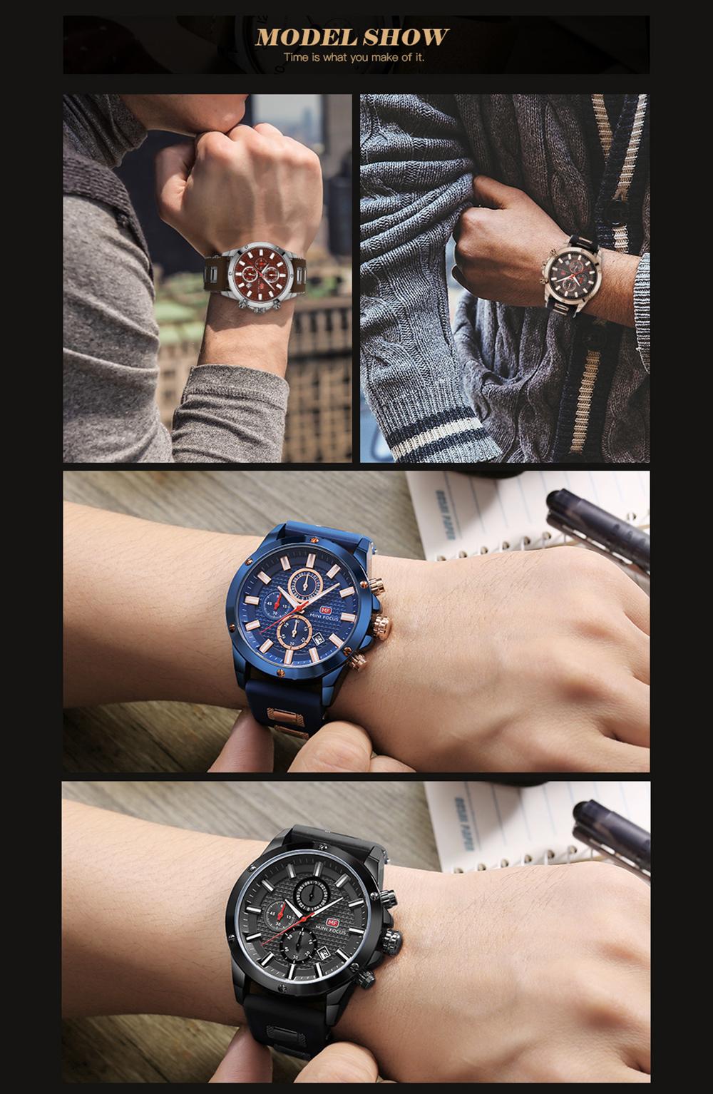 Đồng hồ Quartz nam Dây đeo Silicone Chống nước  Chrono Phong cách thể thao - màu Cà phê