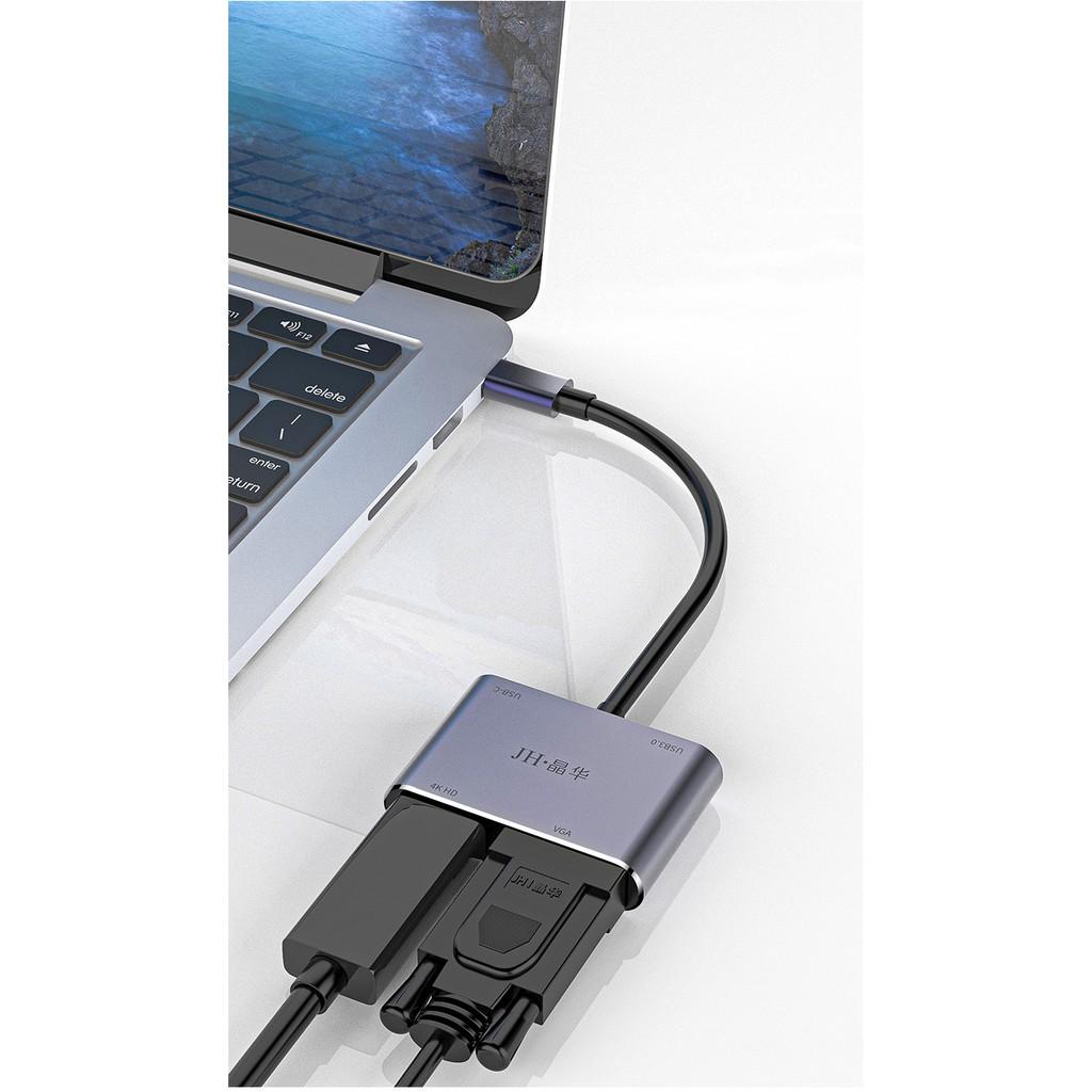 Hub Usb Type-c to HDMI, VGA, Usb và sạc 65w cho Táo, Nintendo Switch - JH z343 - Hồ Phạm