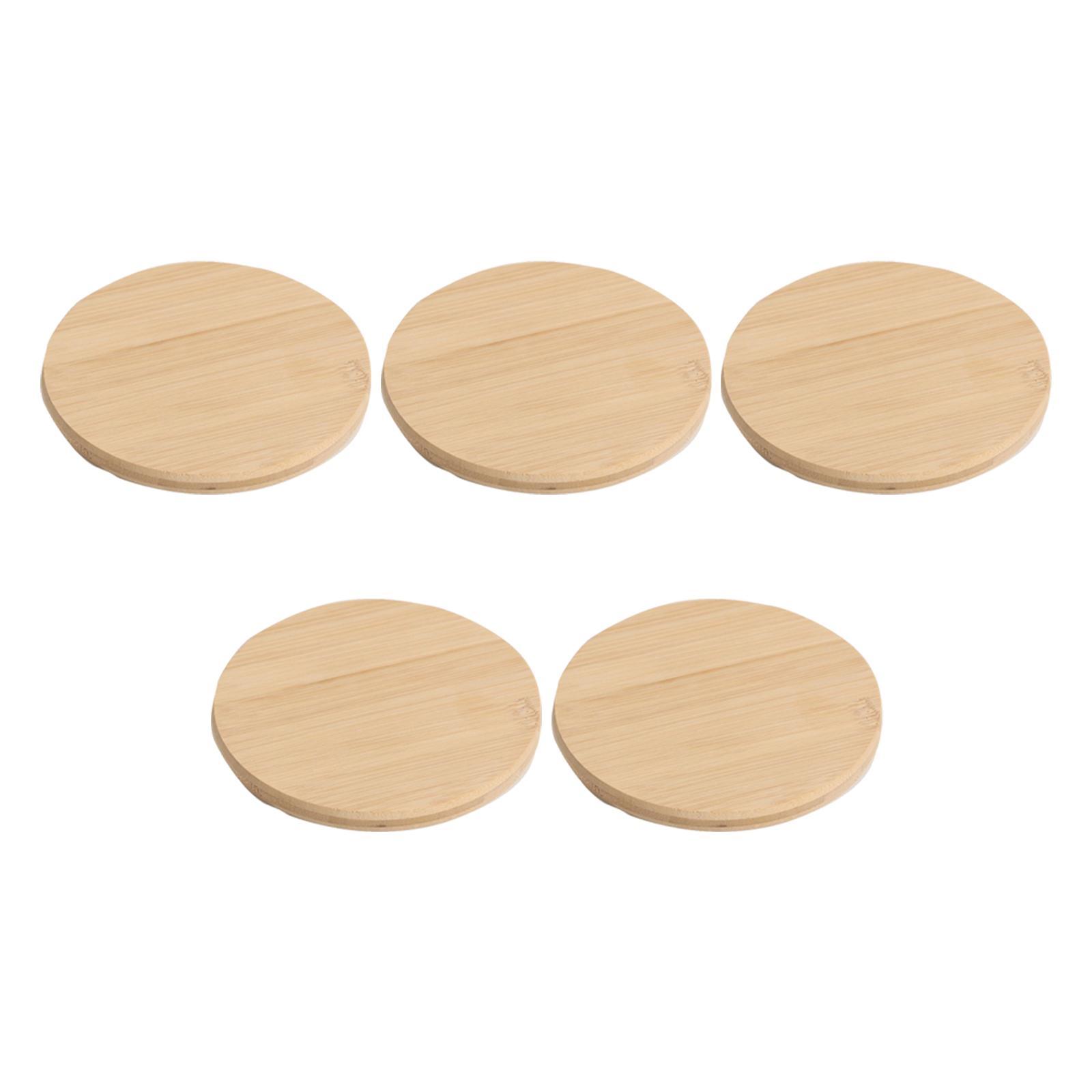 5Pcs Wood Round Coasters Place Mats Coffee Coaster Beverage Decor L