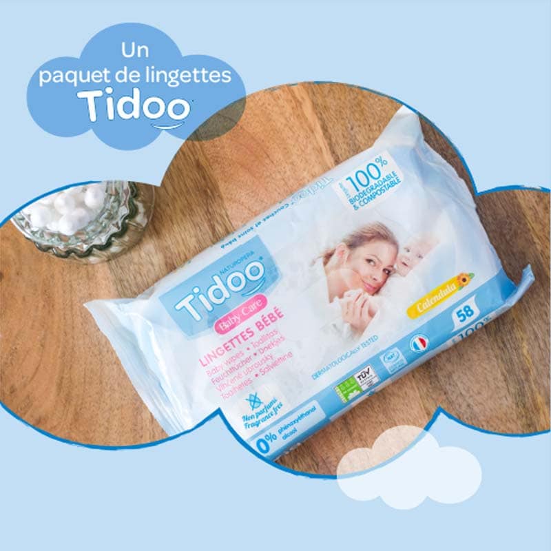 Khăn giấy ướt cho bé không mùi hữu cơ Ultra-soft baby (da nhạy cảm) Tidoo 58 miếng