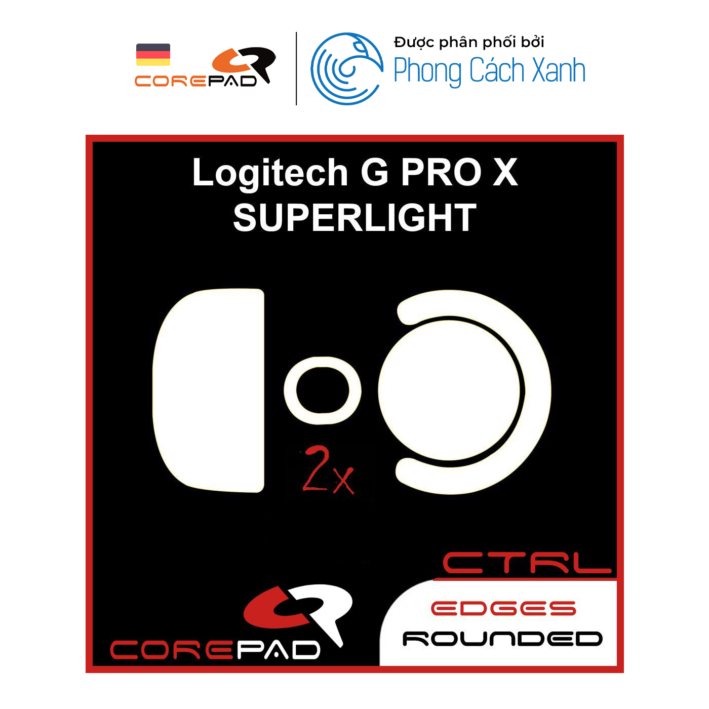 Feet chuột PTFE Corepad Skatez CTRL cho Logitech G PRO X SUPERLIGHT 1 Wireless (2 bộ) - Hàng Chính Hãng