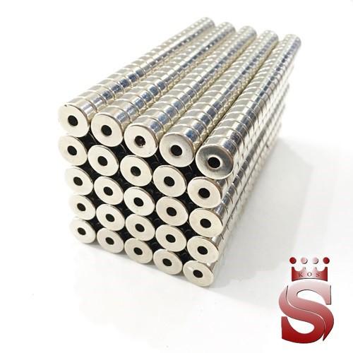 Nam châm vĩnh cửu dạng lỗ kích thước 10x5mm đường kính lỗ 3mm