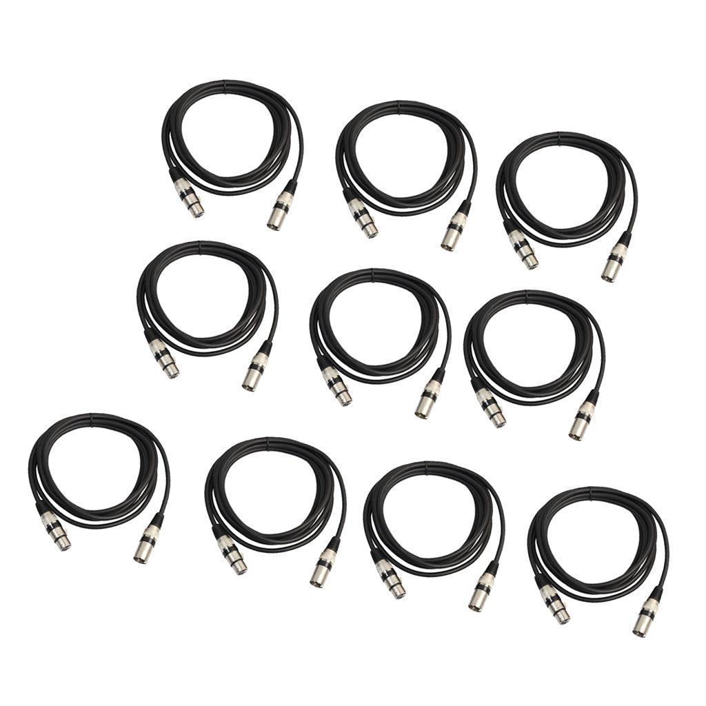 10pcs Beautiful and Durable DMX Signal Cable XLR Male to Female Cable 9.84ft