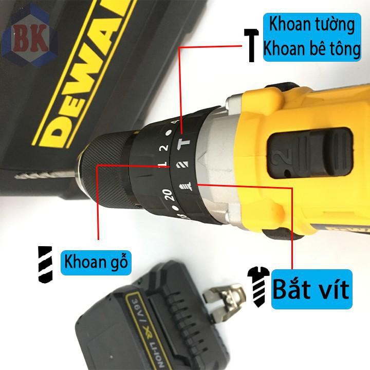 Máy Khoan Dewalt 36V- 3 Chức Năng - Khoan bê tông, Không chổi than, Máy bắt Vít 36V Có Búa