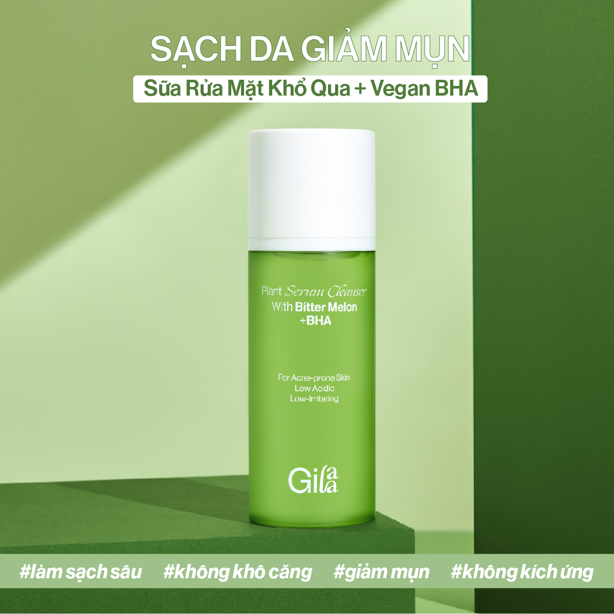 Sữa rửa mặt Khổ qua và Vegan BHA Gilaa Plant Serum giúp làm sạch da và giảm mụn (160g)