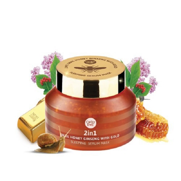 Mặt Nạ Ngủ Cathy Doll 2in1 Snail Honey Ginseng With Gold Sleeping Serum Mask 70g