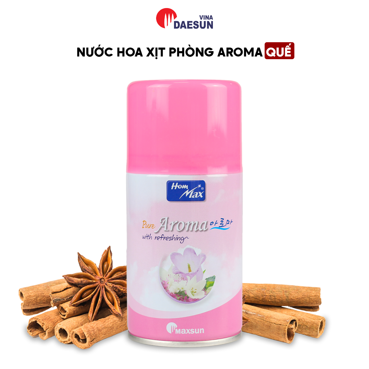 Nước Hoa Xịt Phòng Aroma Hommax (Hương Quế) - Dung tích 250ml | Chiết Xuất Tự Nhiên | Hàng Chính Hãng