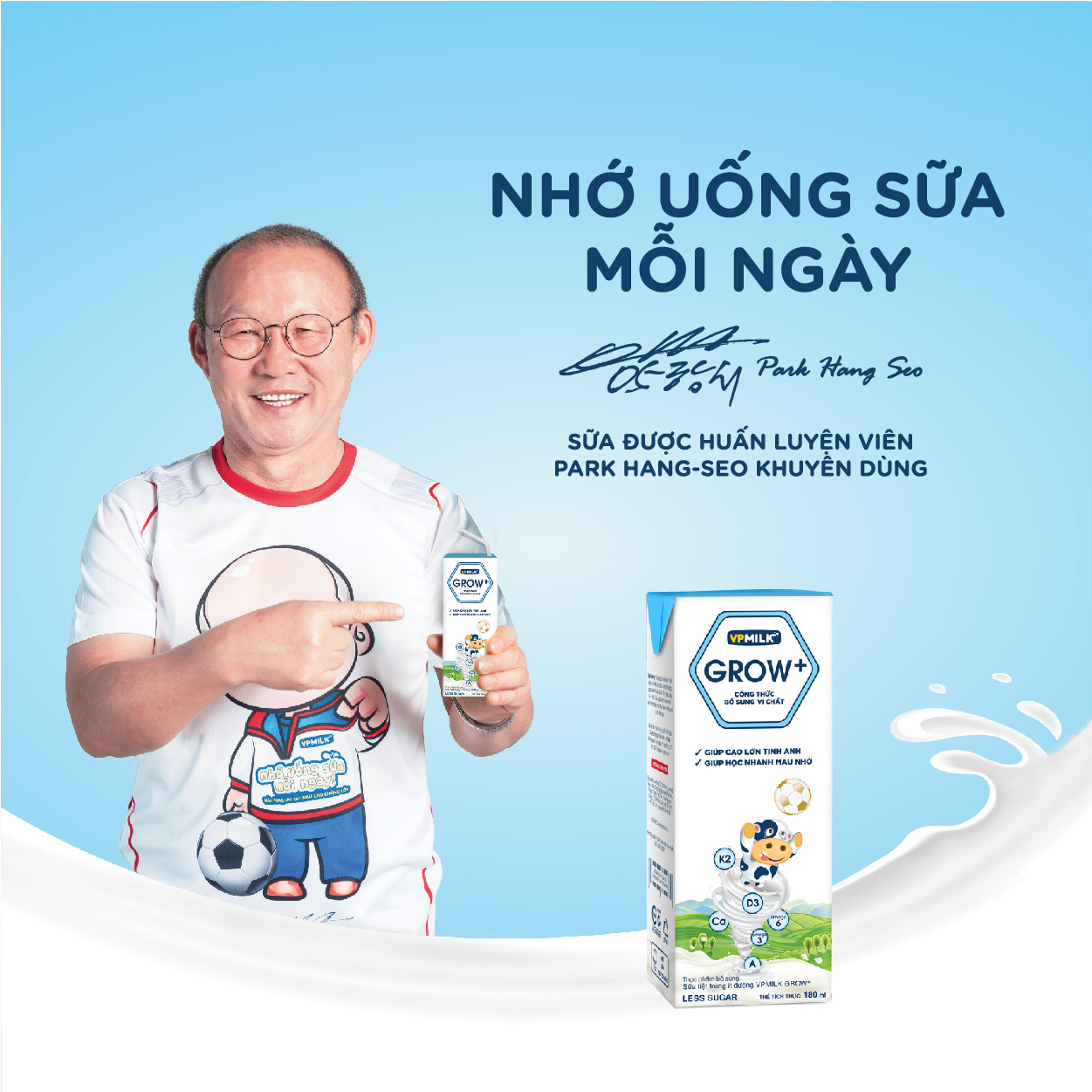 Sữa Tiệt Trùng Ít Đường VPMilk Grow+ Hộp 180ml (Thùng 48 Hộp)