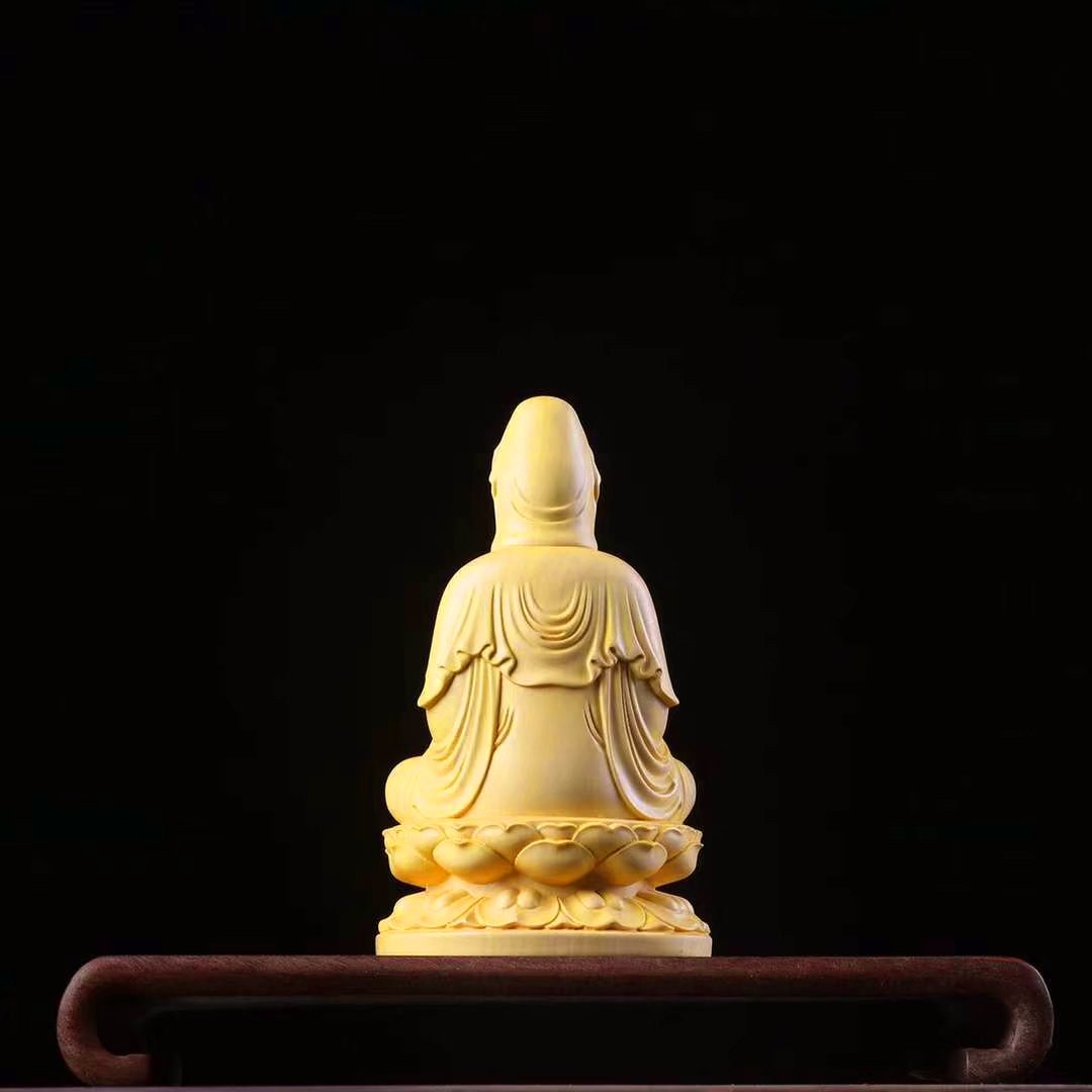 Tượng Phật Quan Âm ngồi đài sen bằng gỗ Hoàng Dương -MSPC010