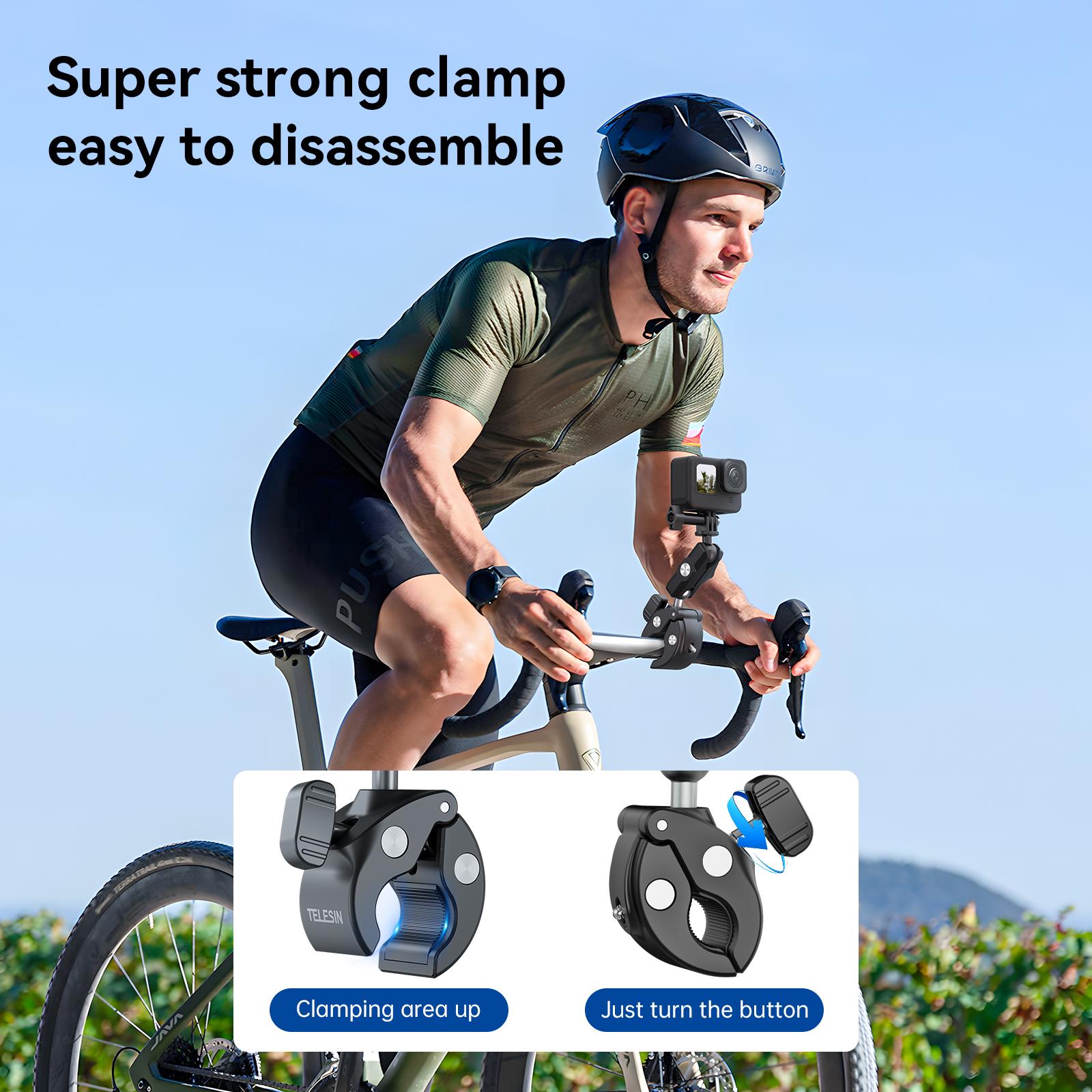 TELESIN Xe Đạp Xe Máy Ray Lắp Kẹp Với Bóng 360 Độ Gắn Kẹp Cho Gopro Hero 11 10 9 8 7 6 Cho Điện Thoại Camera Hành Động