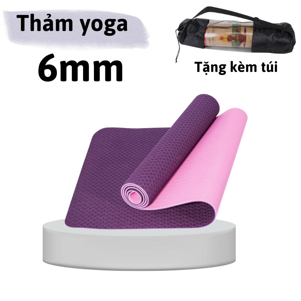 Thảm tập yoga , thảm tập gym chống trượt định tuyến tập thể dục tại nhà 2 lớp 6mm - 8mm