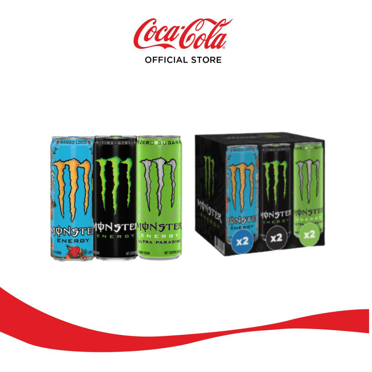 Hộp 6 Lon Nước Tăng Lực Giải Khát Monster Mix 3 vị Monster Energy, Monster Ultra Paradise, Monster Mango Loco 355ml/Lon Sale 25.3 Coca-Cola Official Store