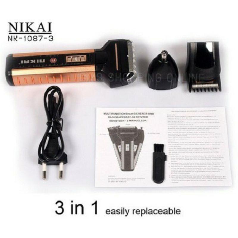 Tông đơ cắt tóc cạo râu tỉa mũi 3in1 pin sạc cầm tay