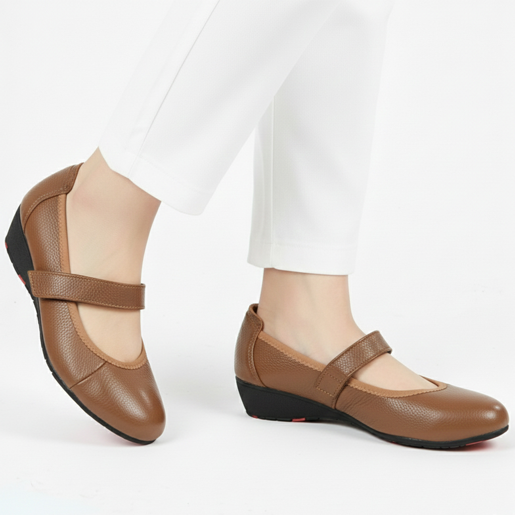 Giày Nữ Búp Bê Đế Xuồng HA NAM Da Bò Thật Thời Trang Cao Cấp 5cm GBBN2059