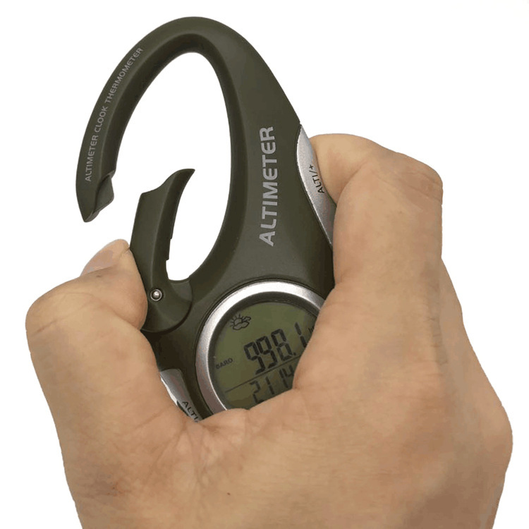 Máy đo độ cao leo núi Carabiner kỹ thuật số đa chức năng dự báo thời tiết, thời gian, lịch, nhiệt kế và đèn nền