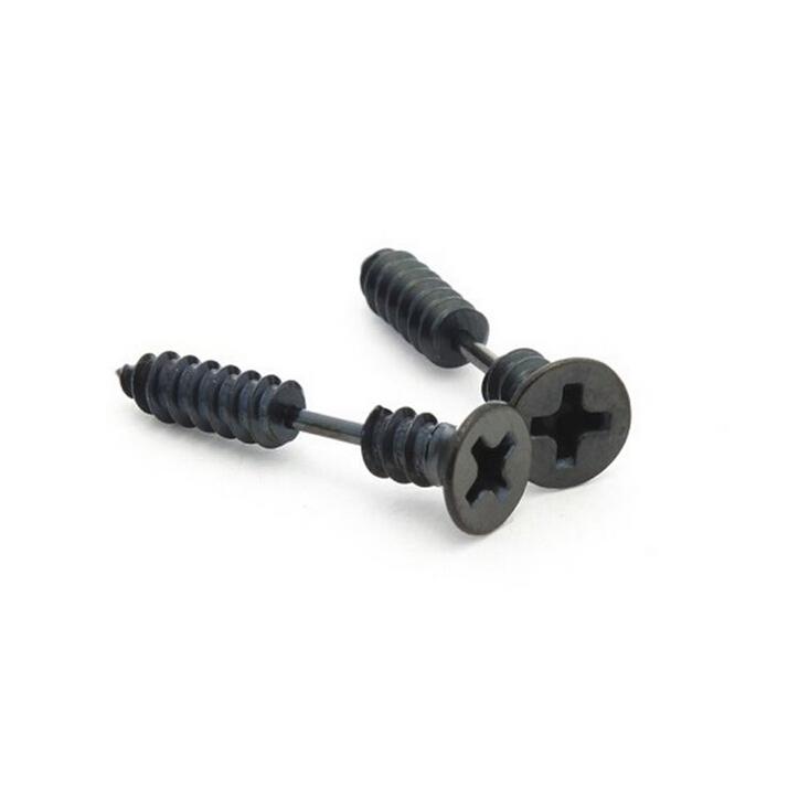 1 Pair Men' 316L Stainless Steel Screw Earrings Ear Studs Black