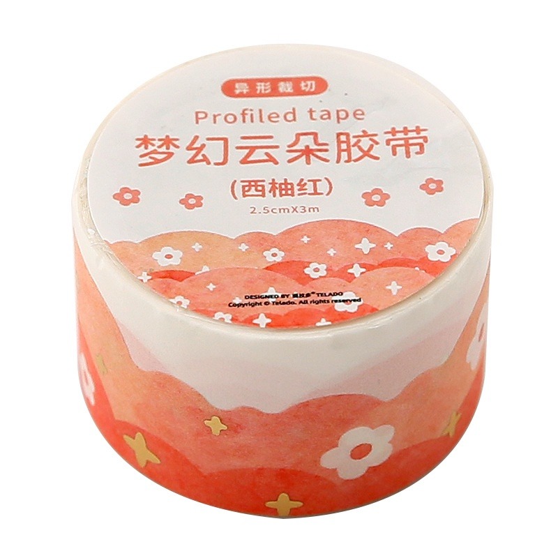 Washi tape Đám mây pastel 7 màu miếng dán sổ tay nhật ký bullet journal sổ còng văn phòng phẩm cute Lalunavn A83