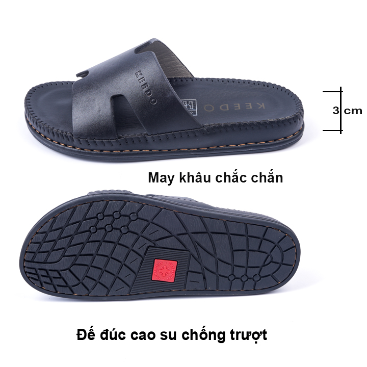 Dép nam chữ H cao cấp da thật thương hiệu KEEDO PK012