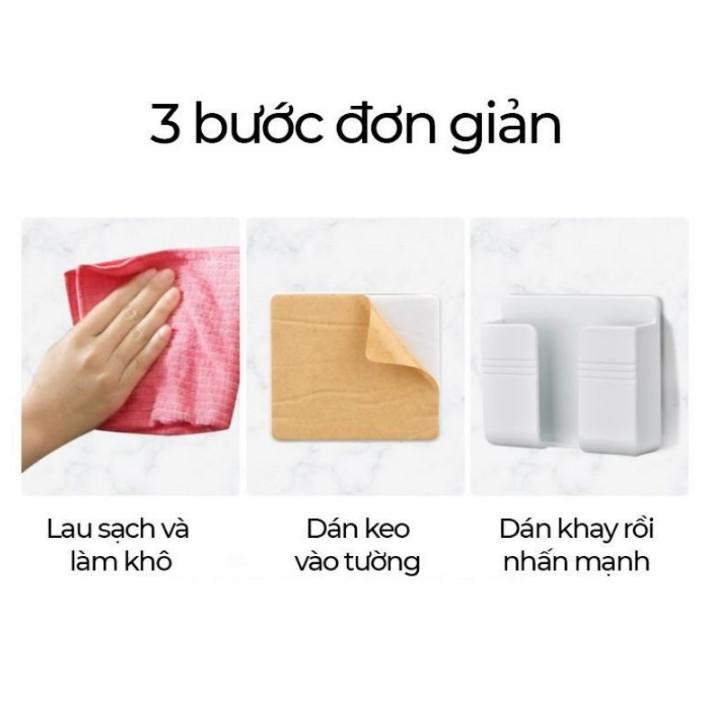 Kệ Dán Tường Để Điều Khiển,Đồ Dùng,Giá Đỡ Sạc Điện Thoại  Có Móc Treo Giữ Dây Điện Tiện Dụng