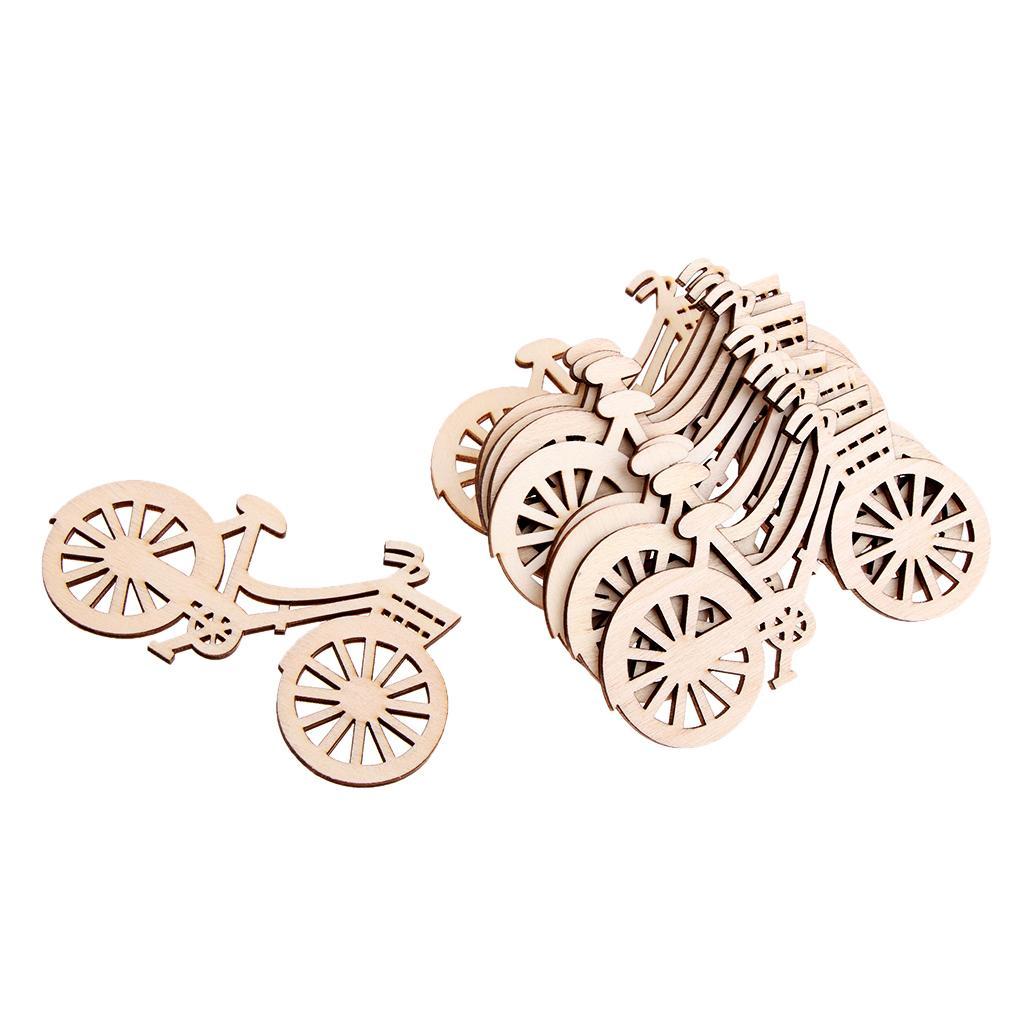 4-20pack 10 Pieces Wood Cutouts Bicycle Shapes Wooden Embellishments Craft for